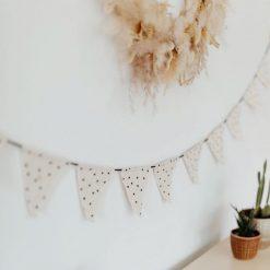 fabric garland with black dots