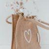 kleine jute shopper met wit hartje