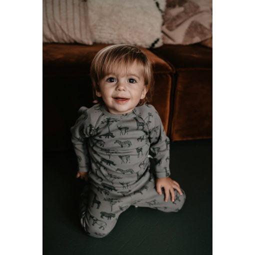 Grey children's pajamas with safari print