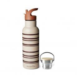 Stainless steel water bottle with stripes