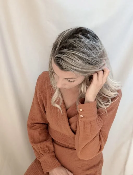 wrap dress ladies cognac
