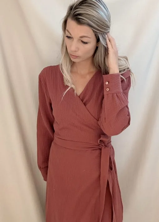 bordeaux overslagjurk dames