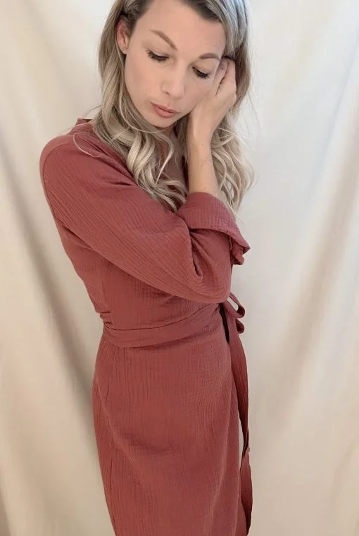 bordeaux overslagjurk dames