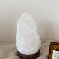 white lump salt lamp