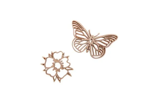 Holzschneider Schmetterling und Blume