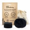 Set of 10 Black Reusable Cotton Pads with Scrub Pads and Cotton Laundry Bag