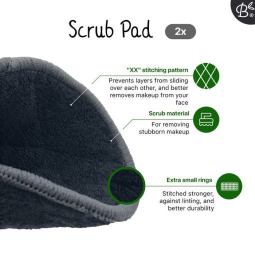 Set mit 10 schwarzen wiederverwendbaren Wattepads mit Scheuerpads und Baumwoll-Wäschesack